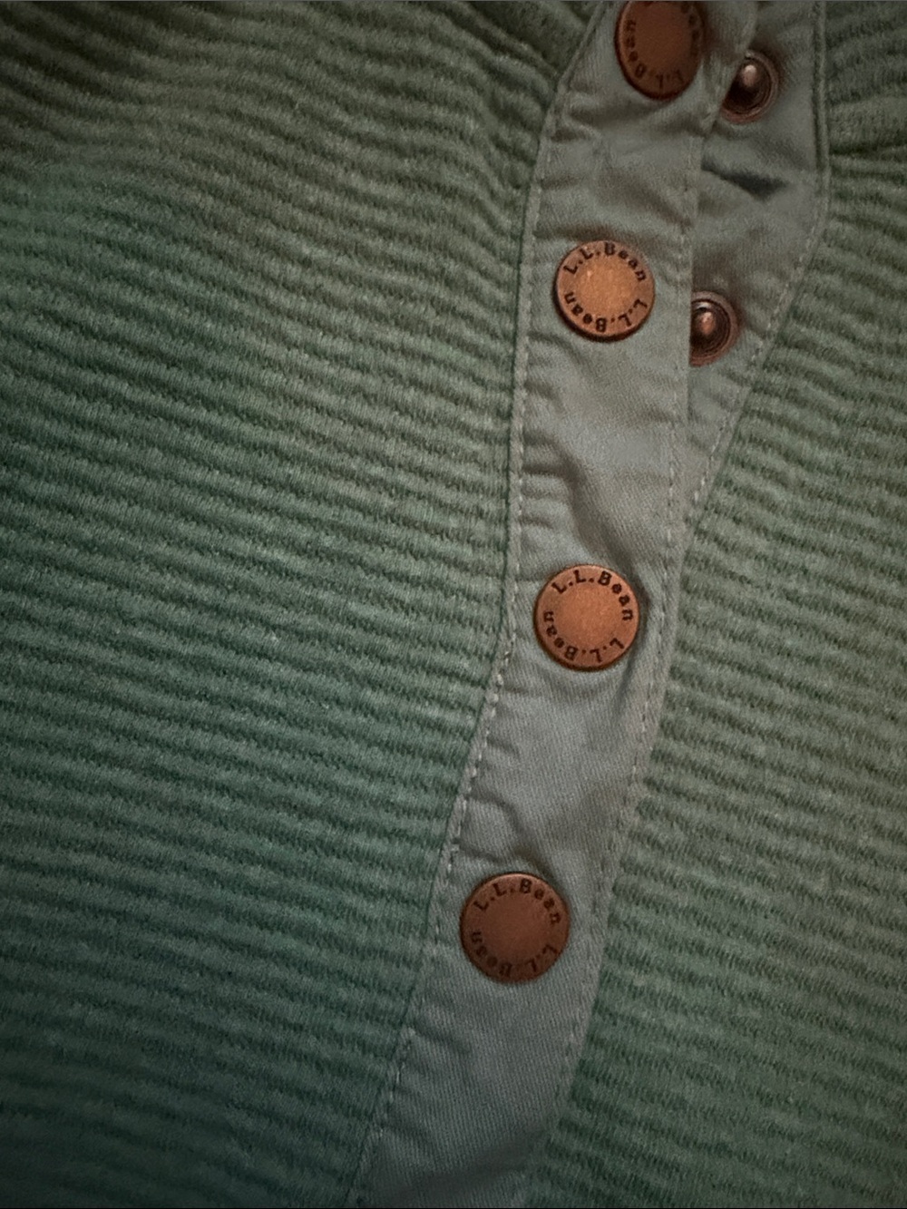 L.L. Bean Womens blue/geeen Ribbed Button-Neck Pullover S - Picture 5 of 5